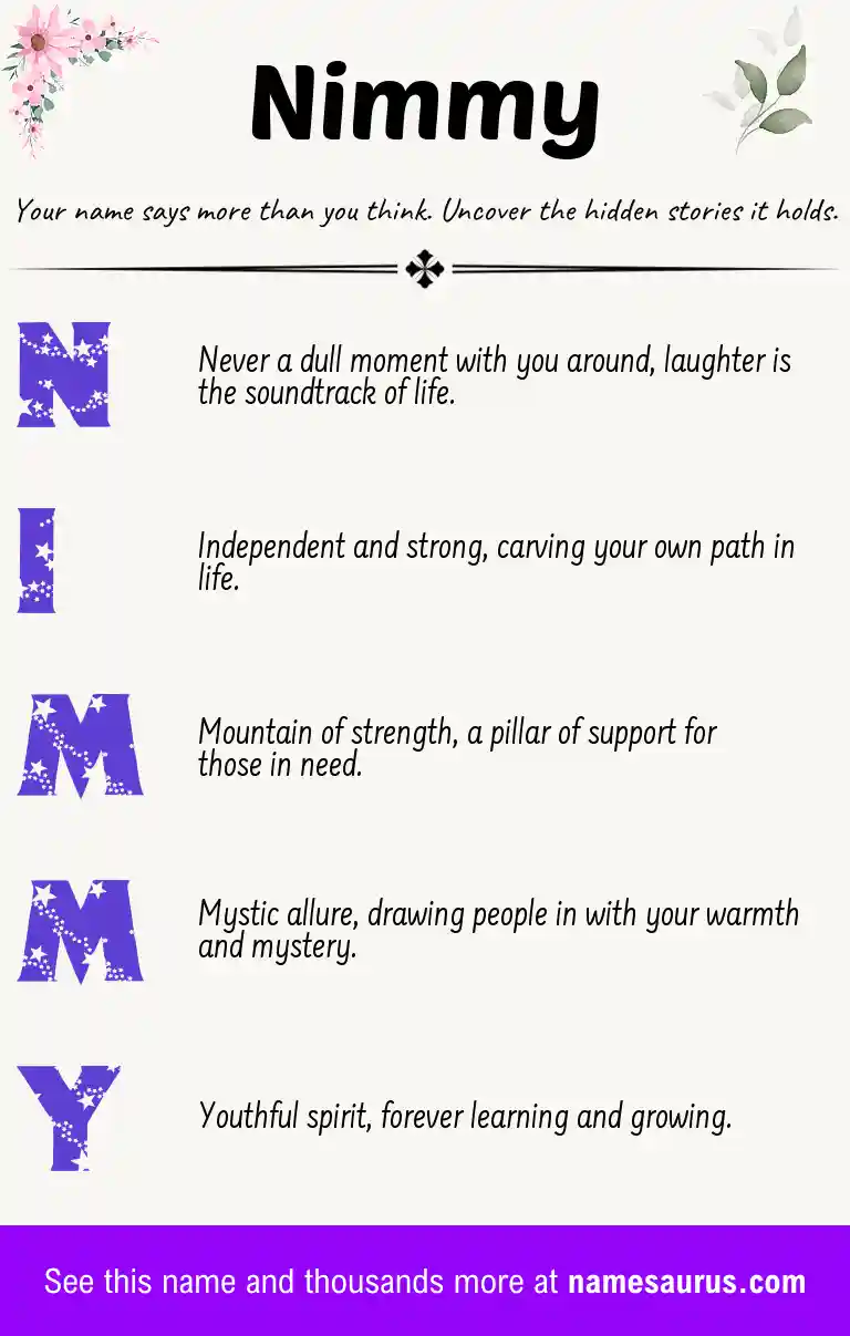 Acrostic poem about Nimmy.