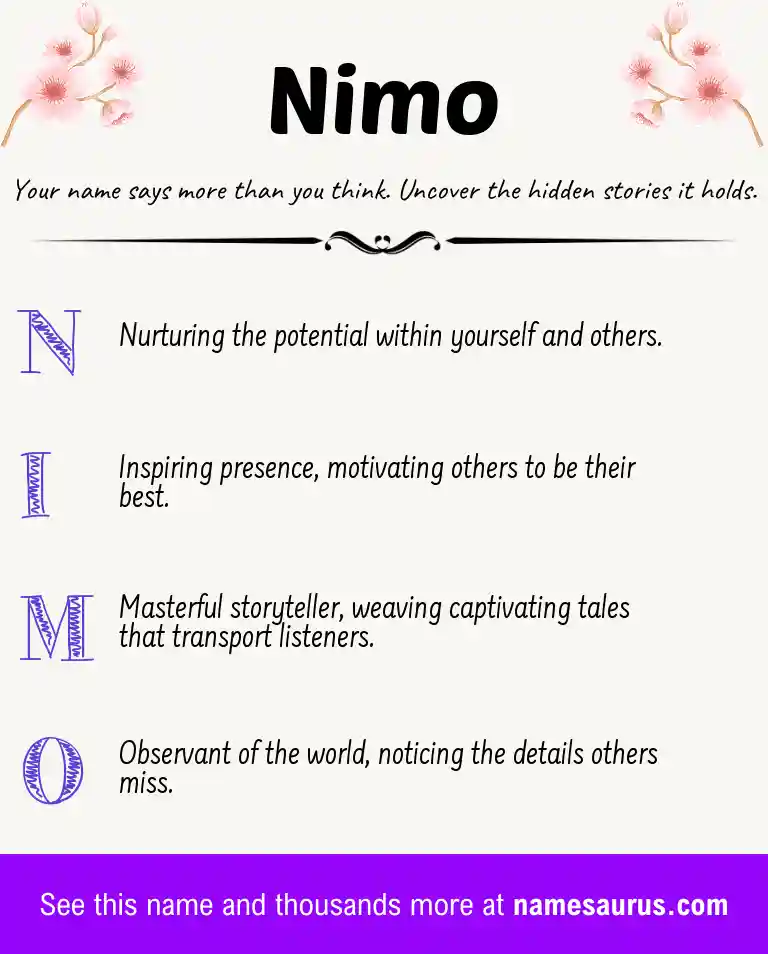 Acrostic poem about Nimo.