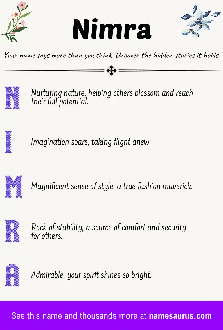 Acrostic poem about Nimra.