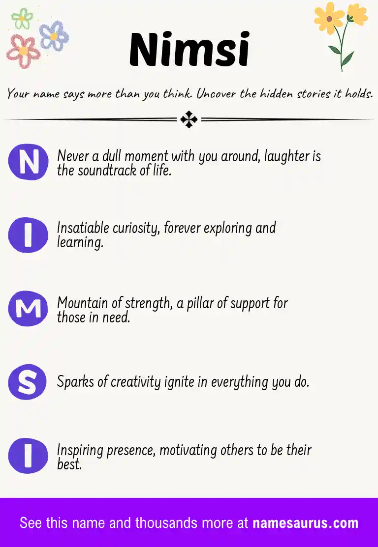 Acrostic poem about Nimsi.