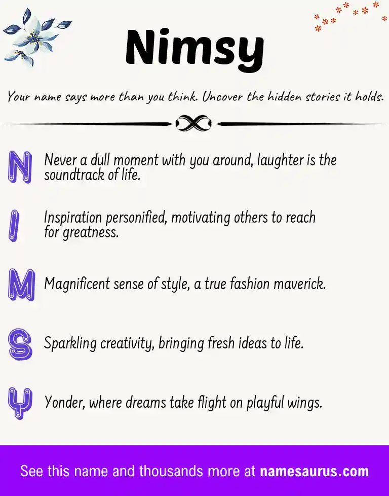 Acrostic poem about Nimsy.