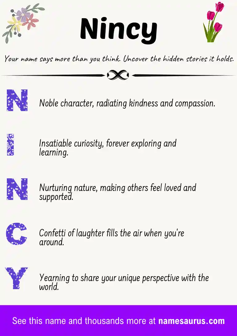 Acrostic poem about Nincy.