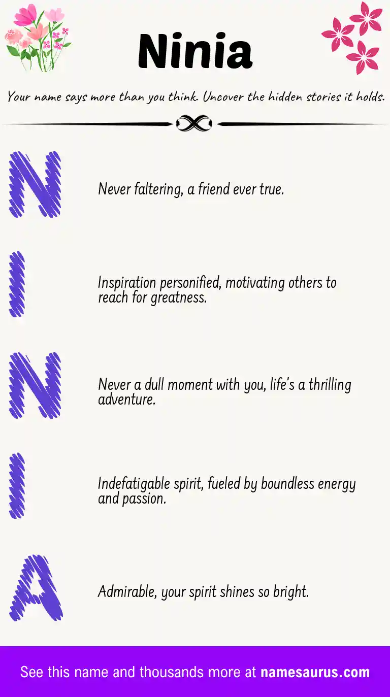 Acrostic poem about Ninia.