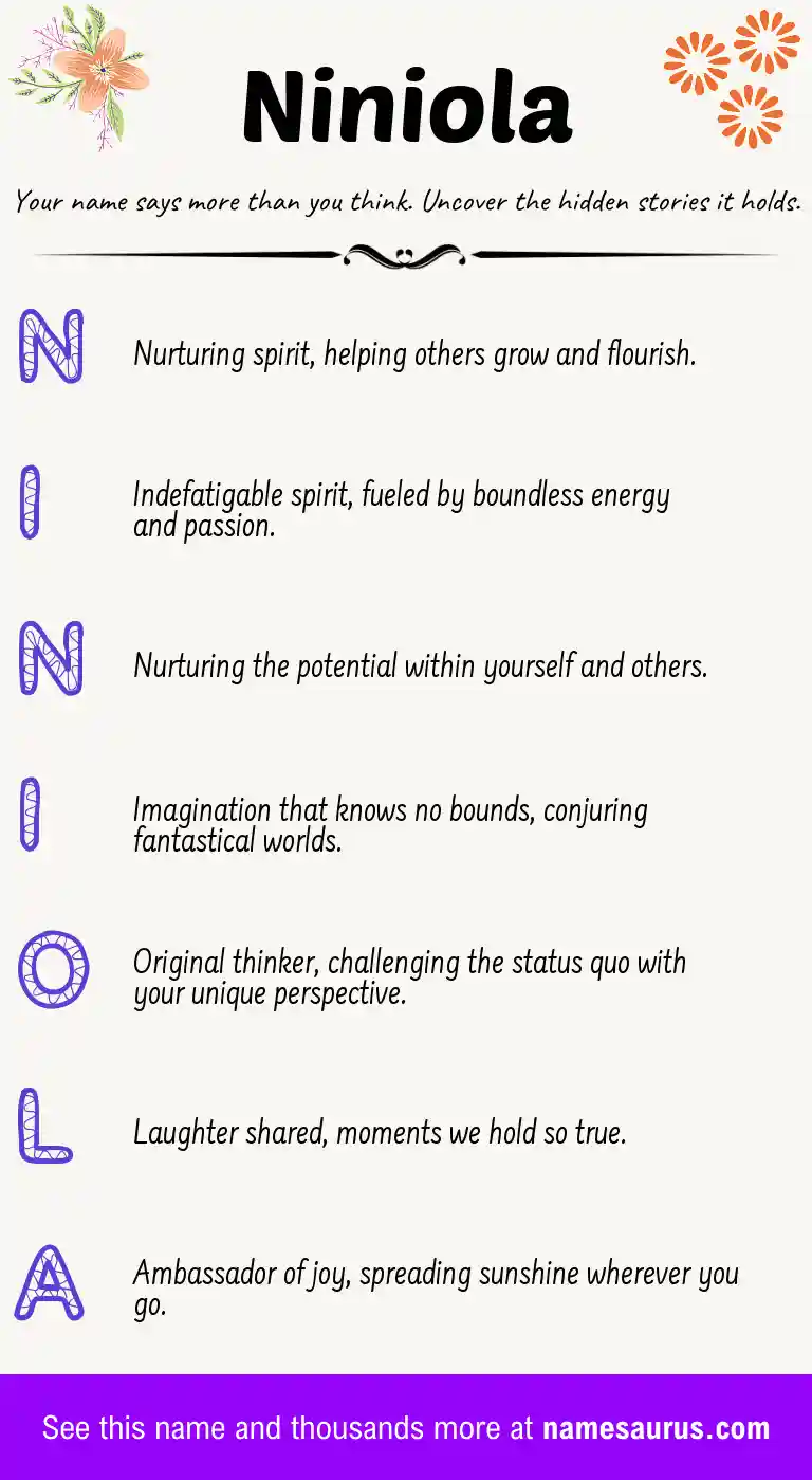 Acrostic poem about Niniola.