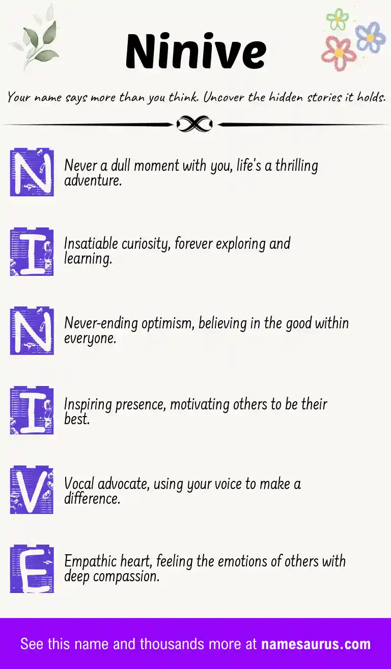 Acrostic poem about Ninive.