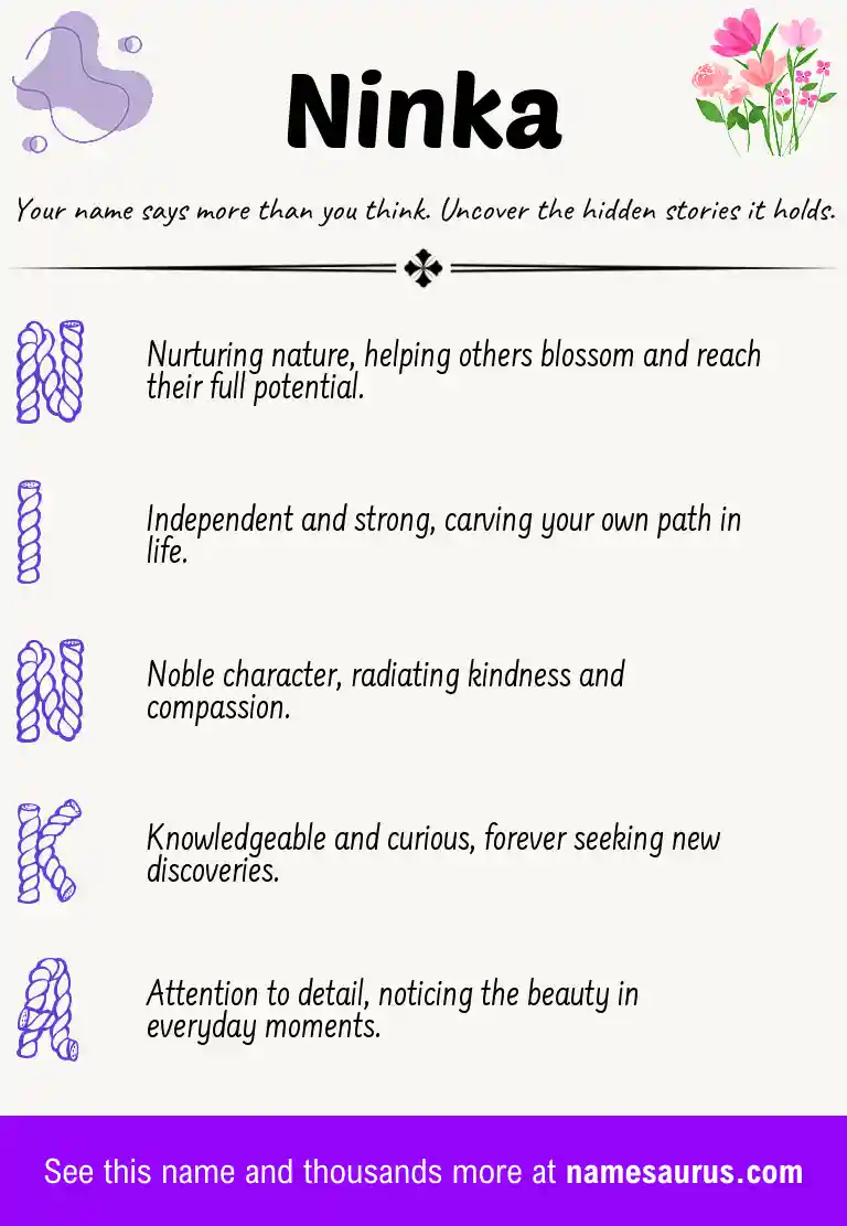 Acrostic poem about Ninka.