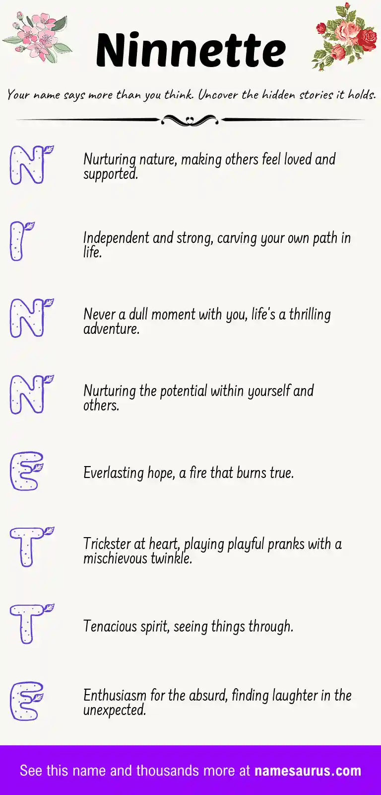 Acrostic poem about Ninnette.