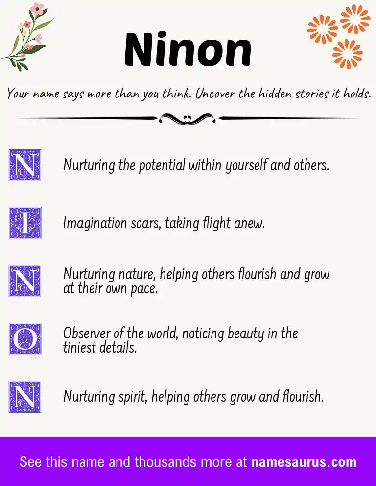 Acrostic poem about Ninon.