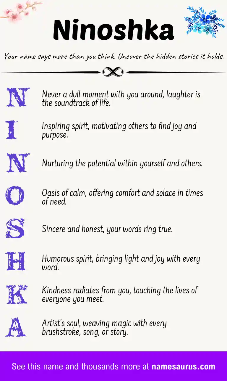 Acrostic poem about Ninoshka.