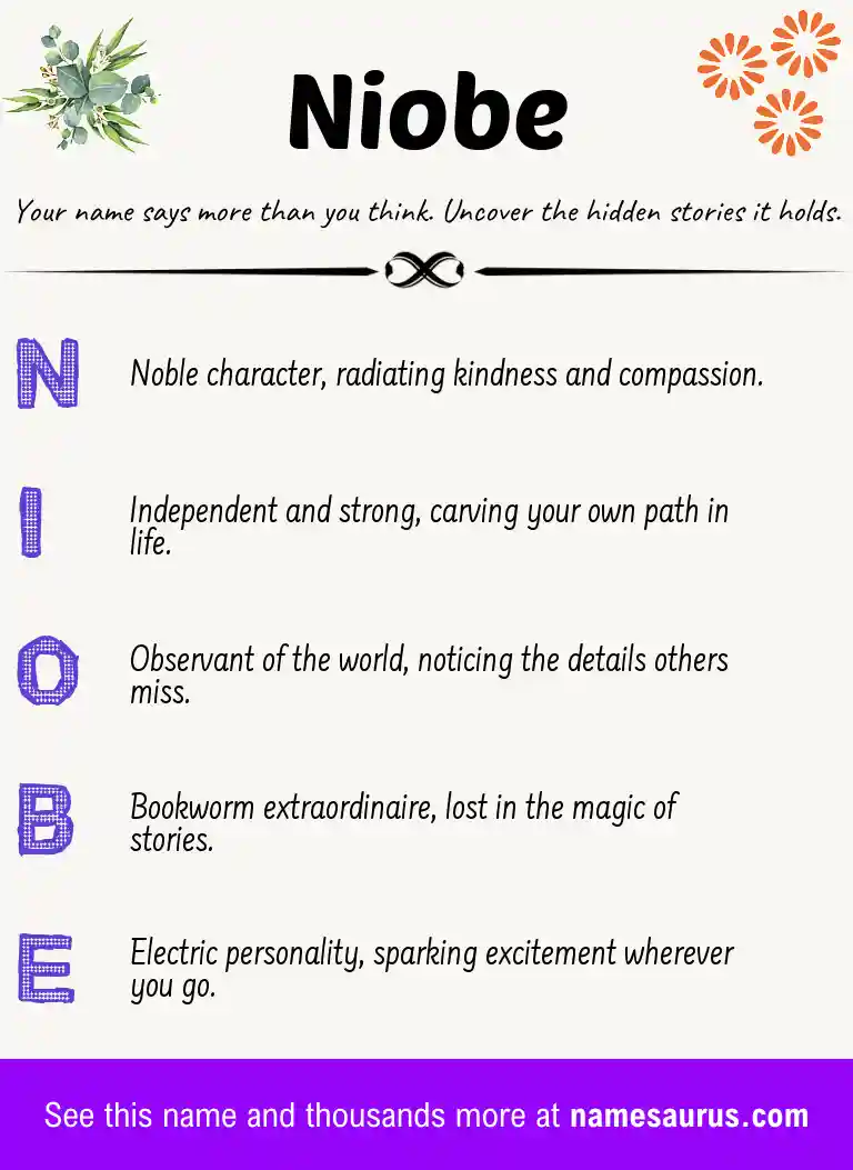 Acrostic poem about Niobe.