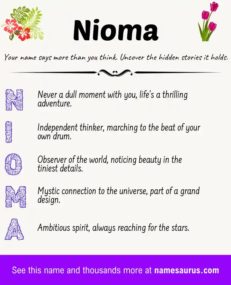 Acrostic poem about Nioma.
