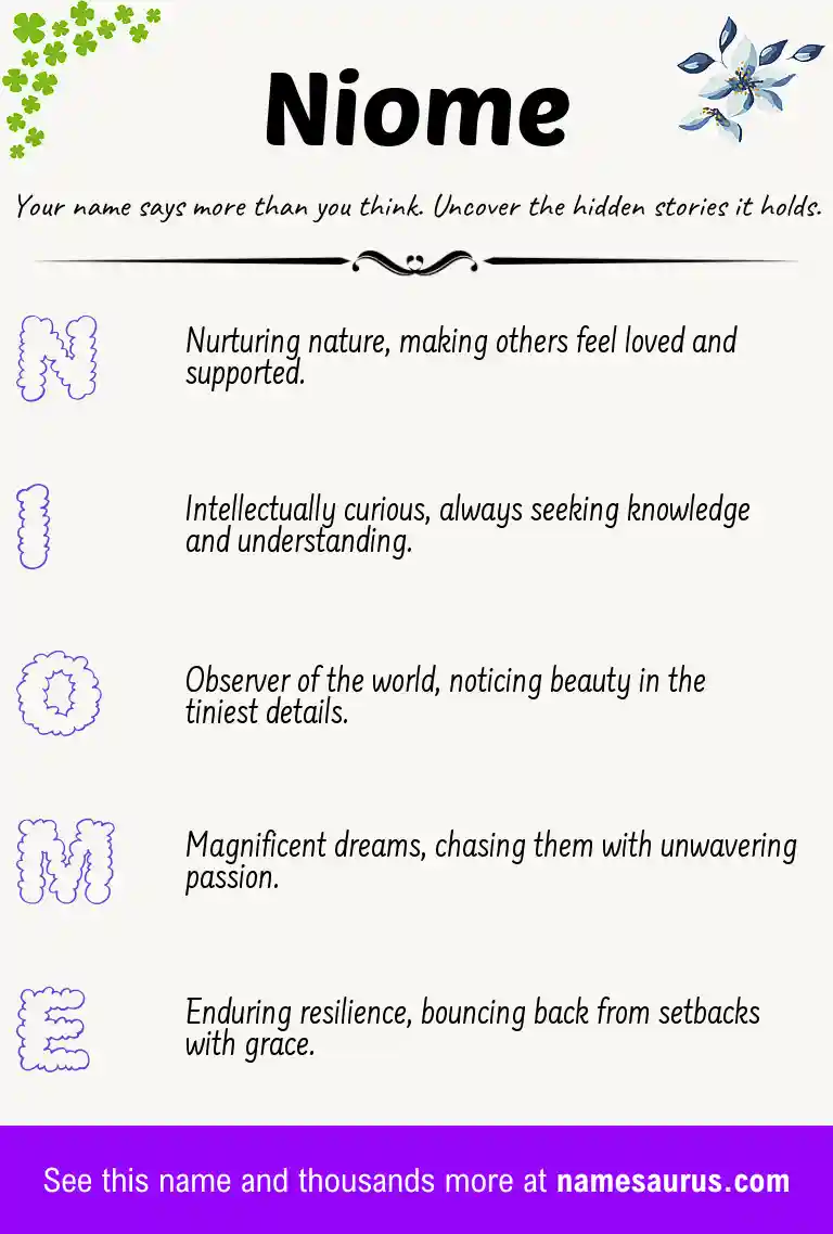 Acrostic poem about Niome.