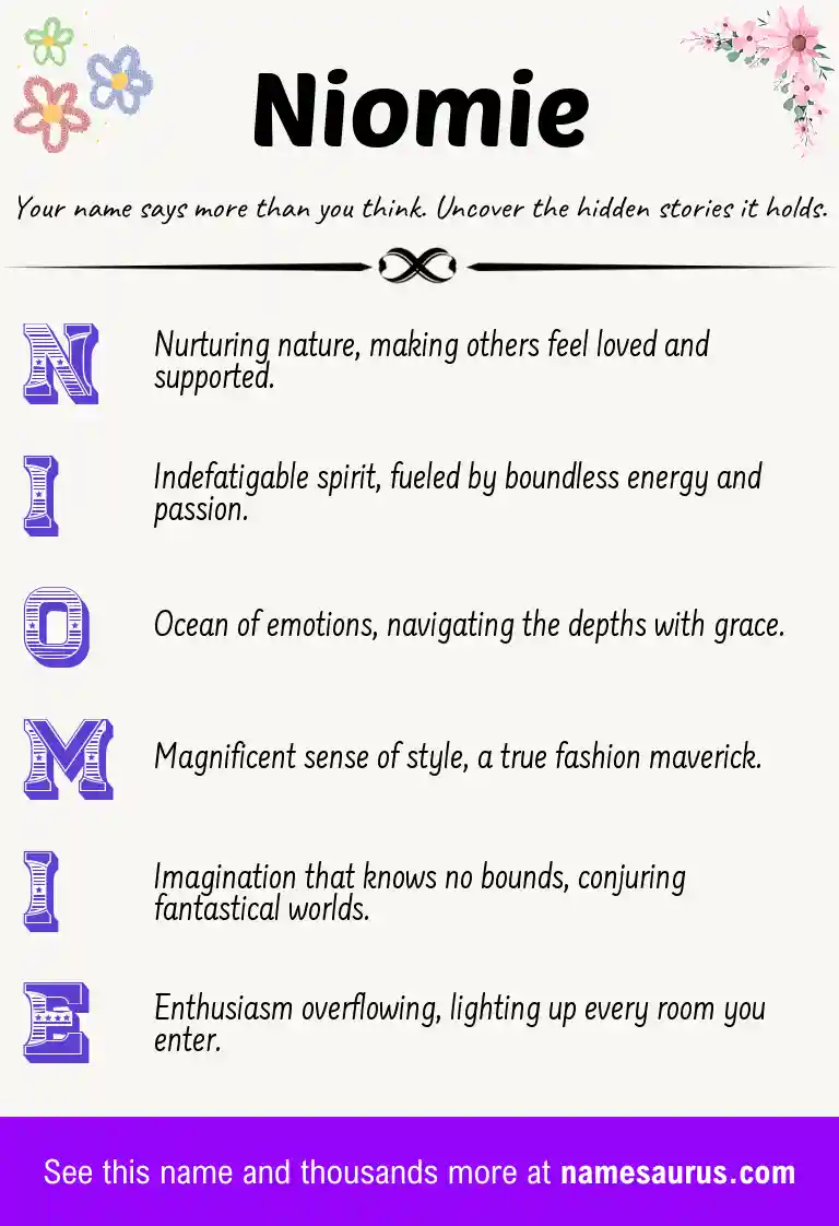 Acrostic poem about Niomie.