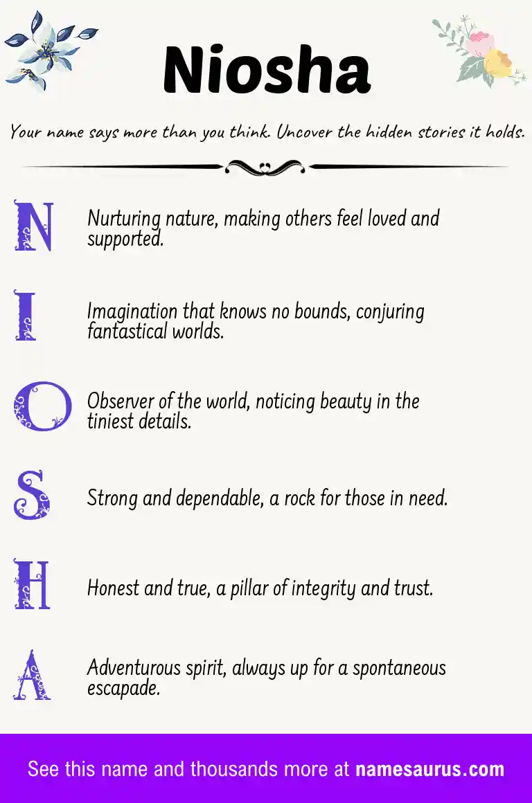 Acrostic poem about Niosha.