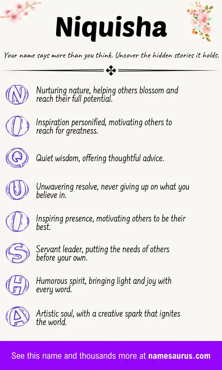 Acrostic poem about Niquisha.