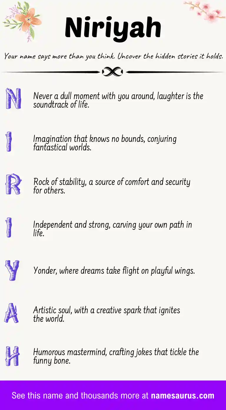 Acrostic poem about Niriyah.