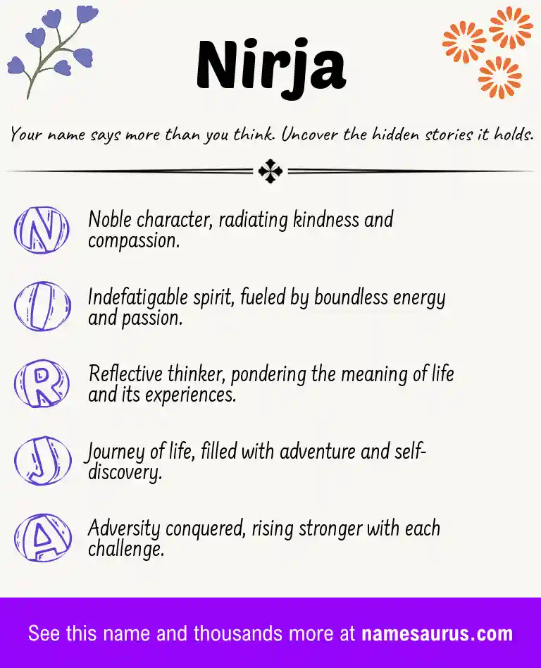 Acrostic poem about Nirja.