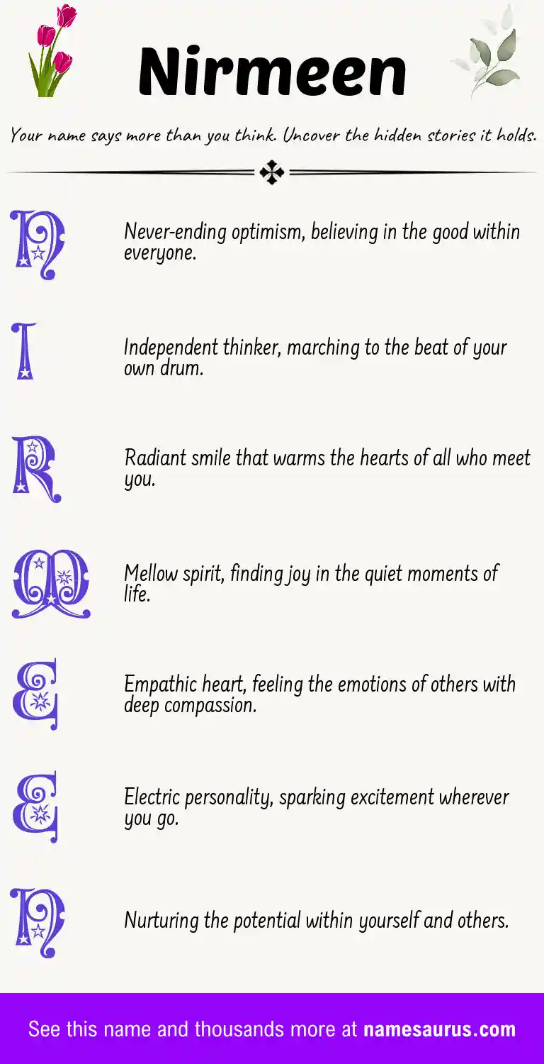 Acrostic poem about Nirmeen.