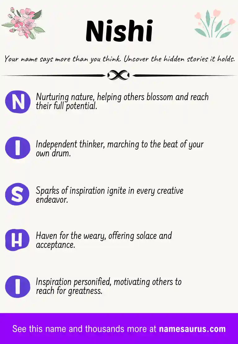 Acrostic poem about Nishi.