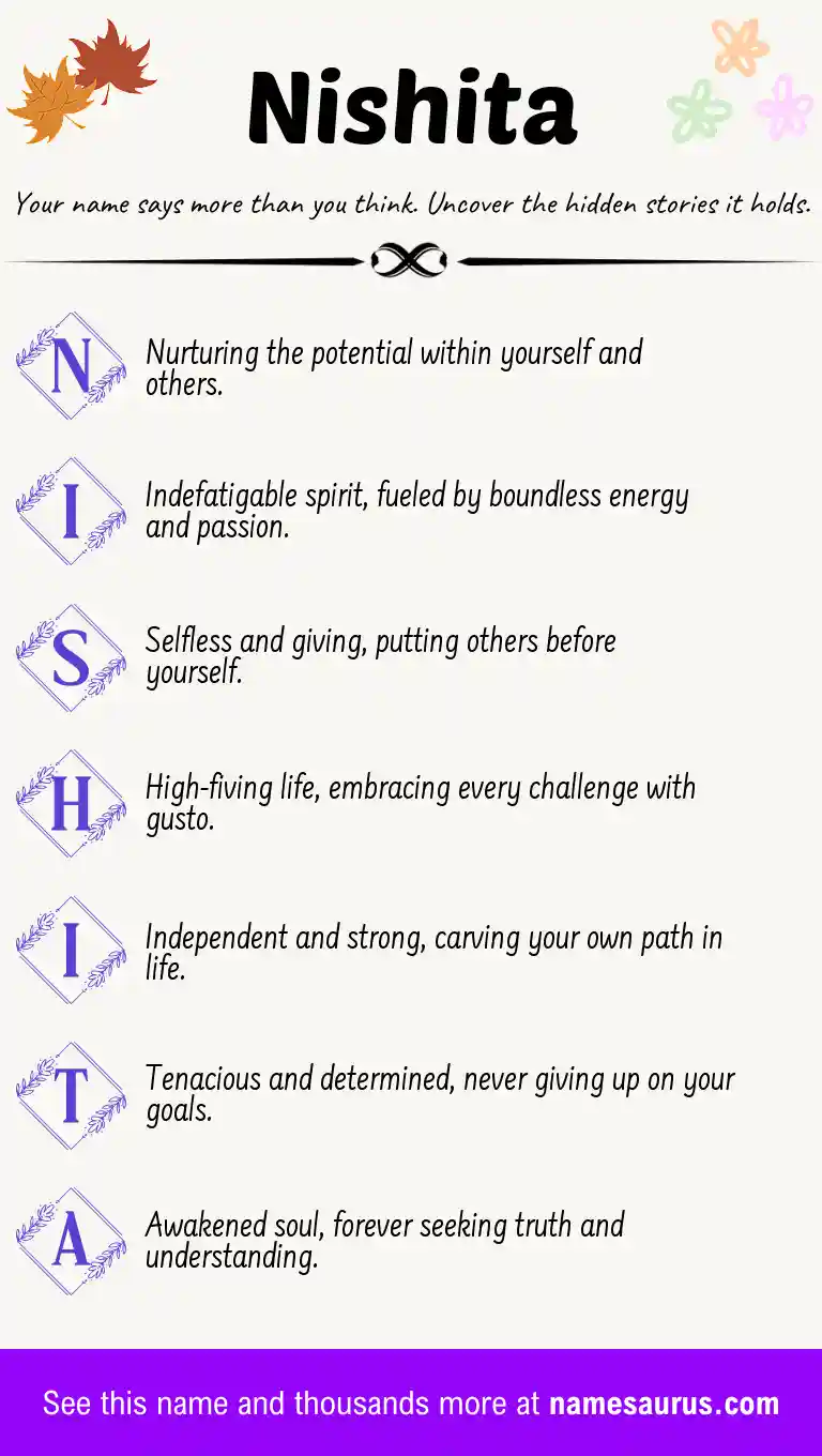 Acrostic poem about Nishita.