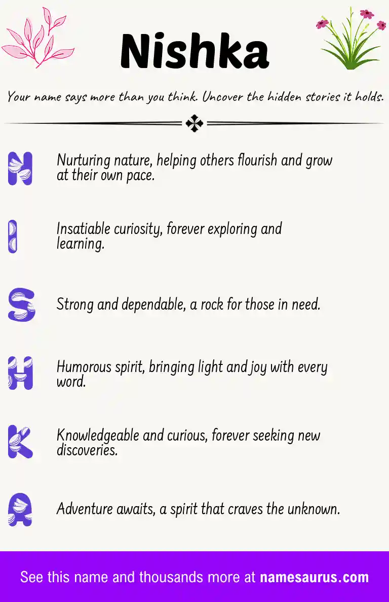 Acrostic poem about Nishka.