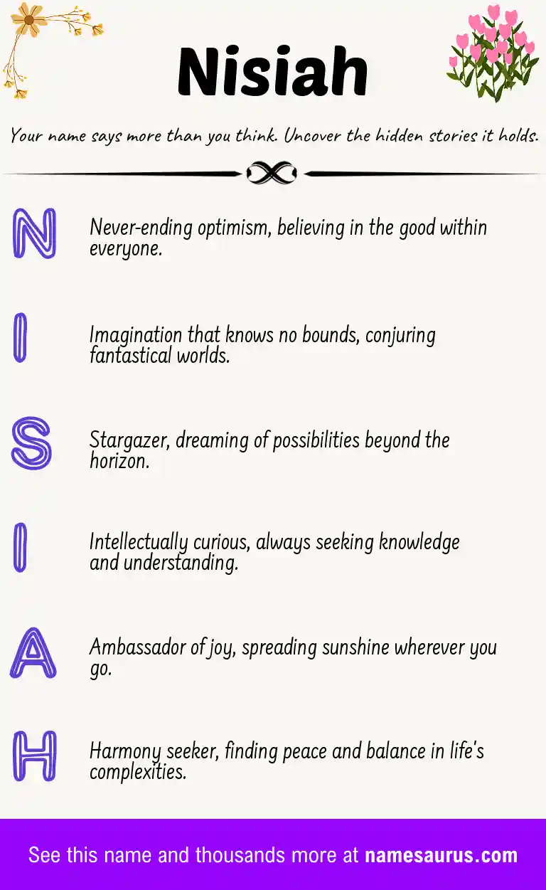 Acrostic poem about Nisiah.