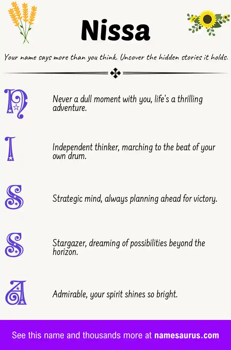 Acrostic poem about Nissa.