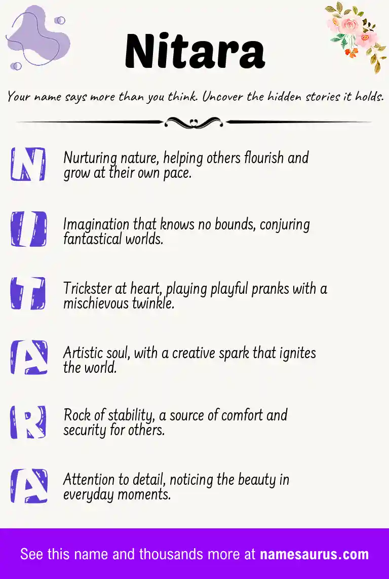 Acrostic poem about Nitara.
