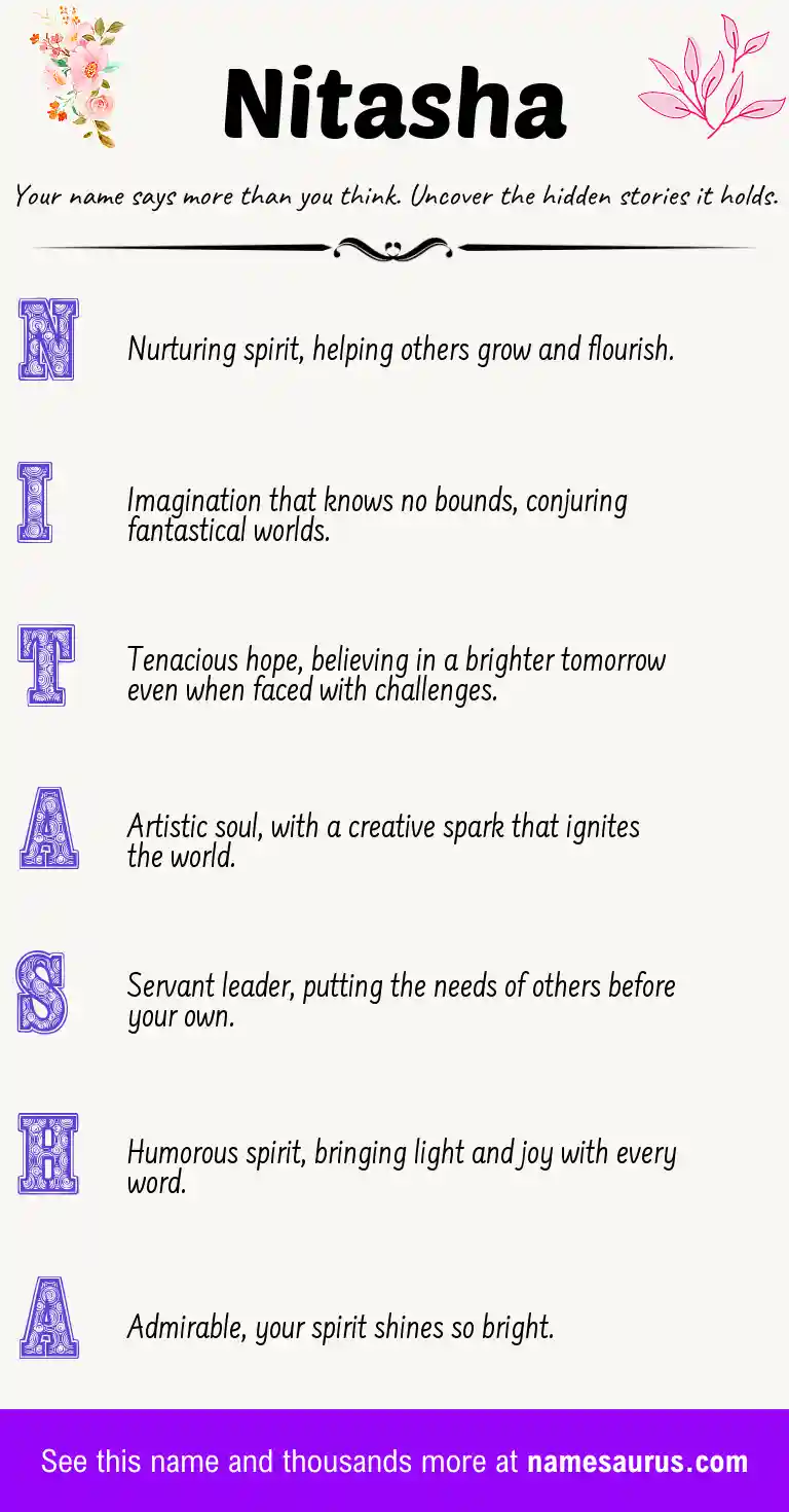 Acrostic poem about Nitasha.