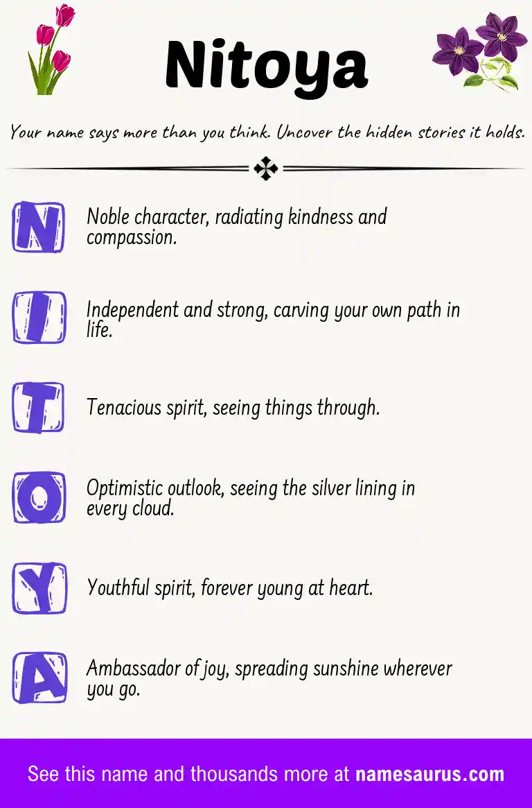 Acrostic poem about Nitoya.