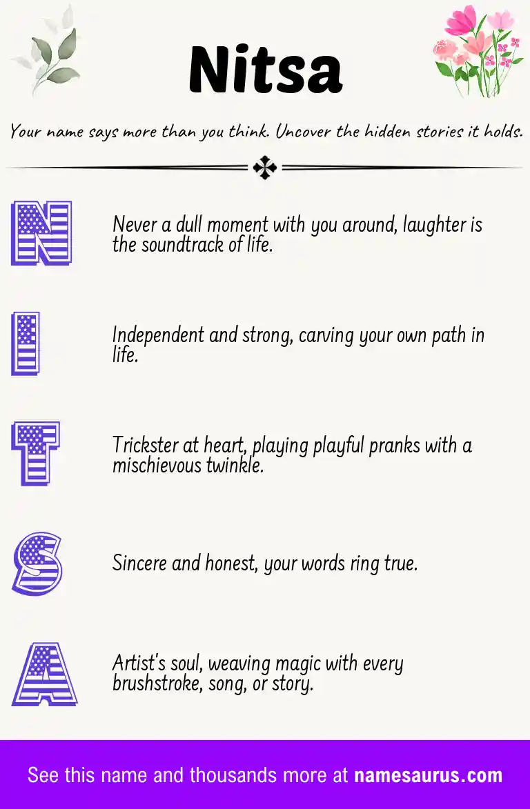 Acrostic poem about Nitsa.