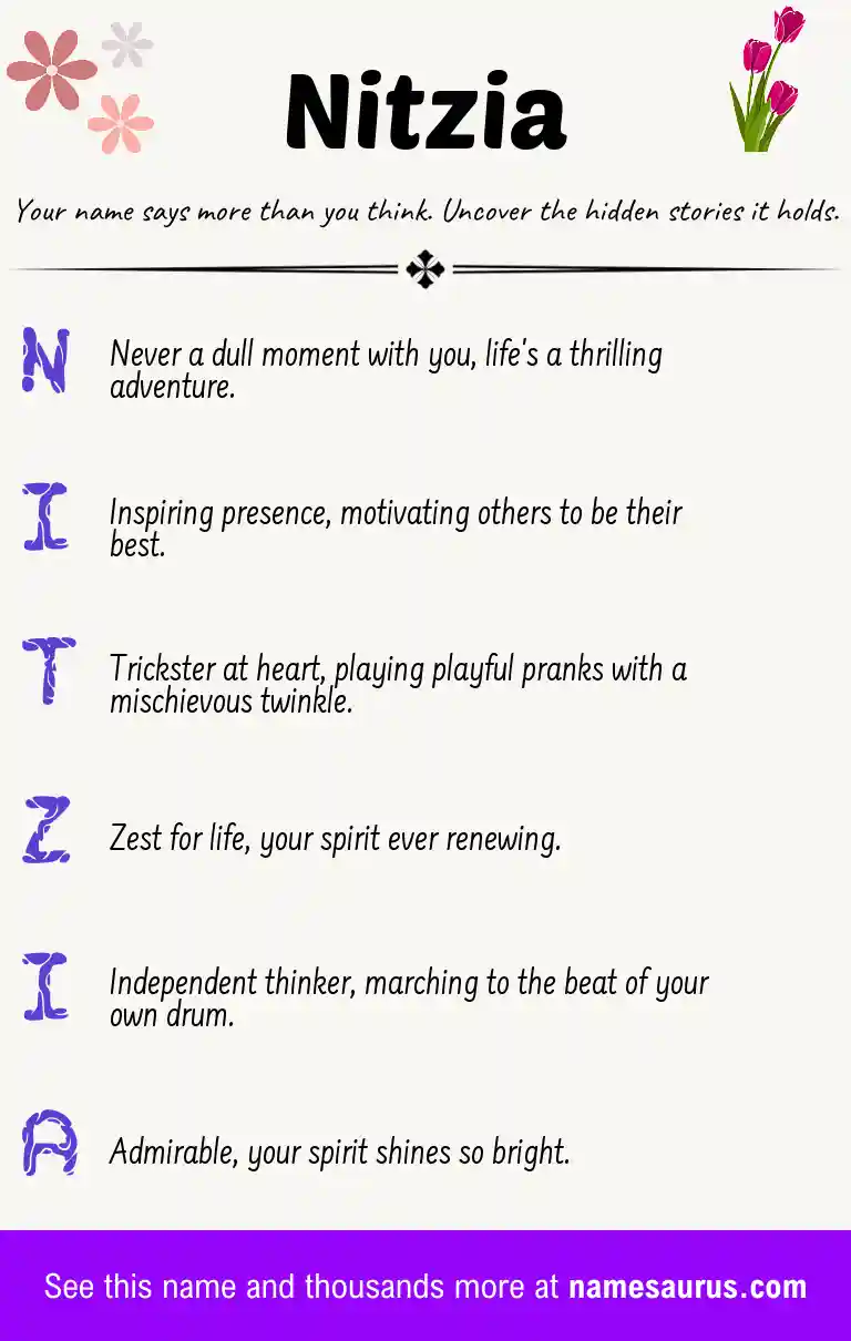 Acrostic poem about Nitzia.