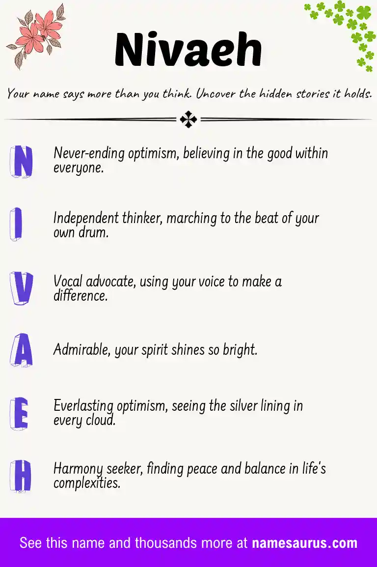 Acrostic poem about Nivaeh.