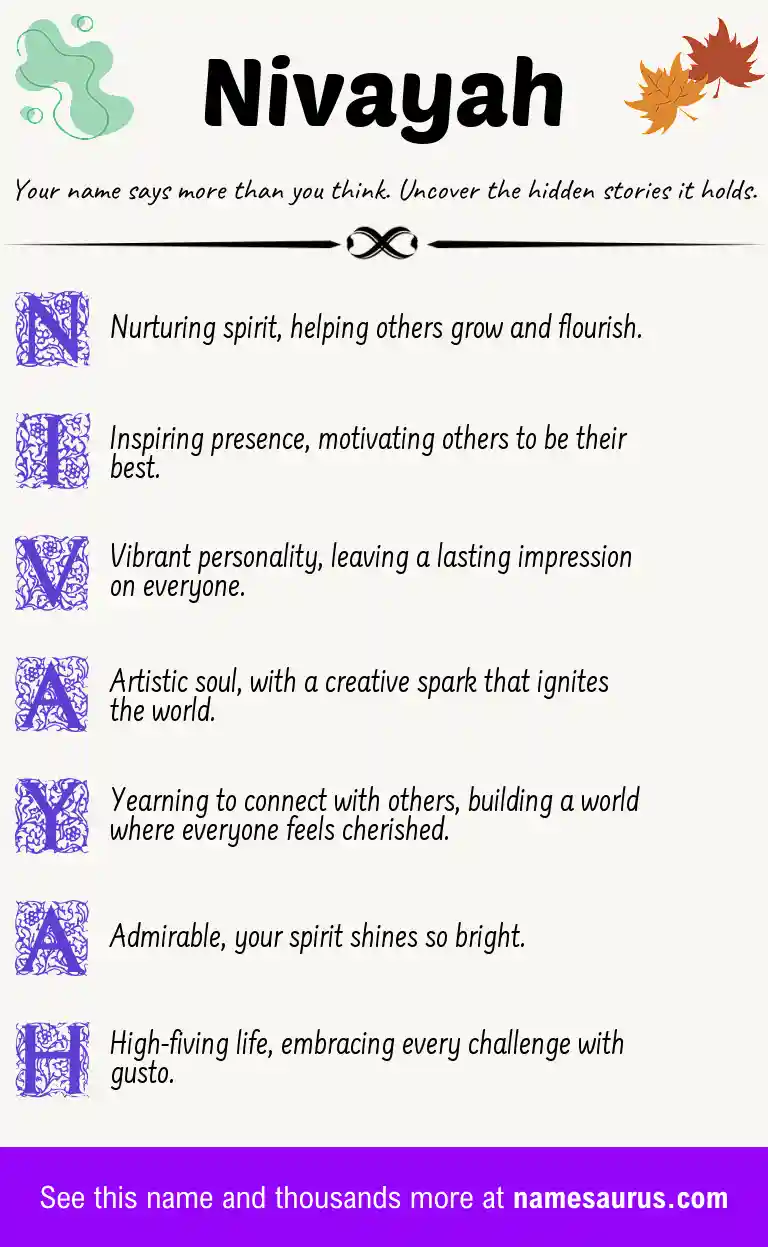 Acrostic poem about Nivayah.