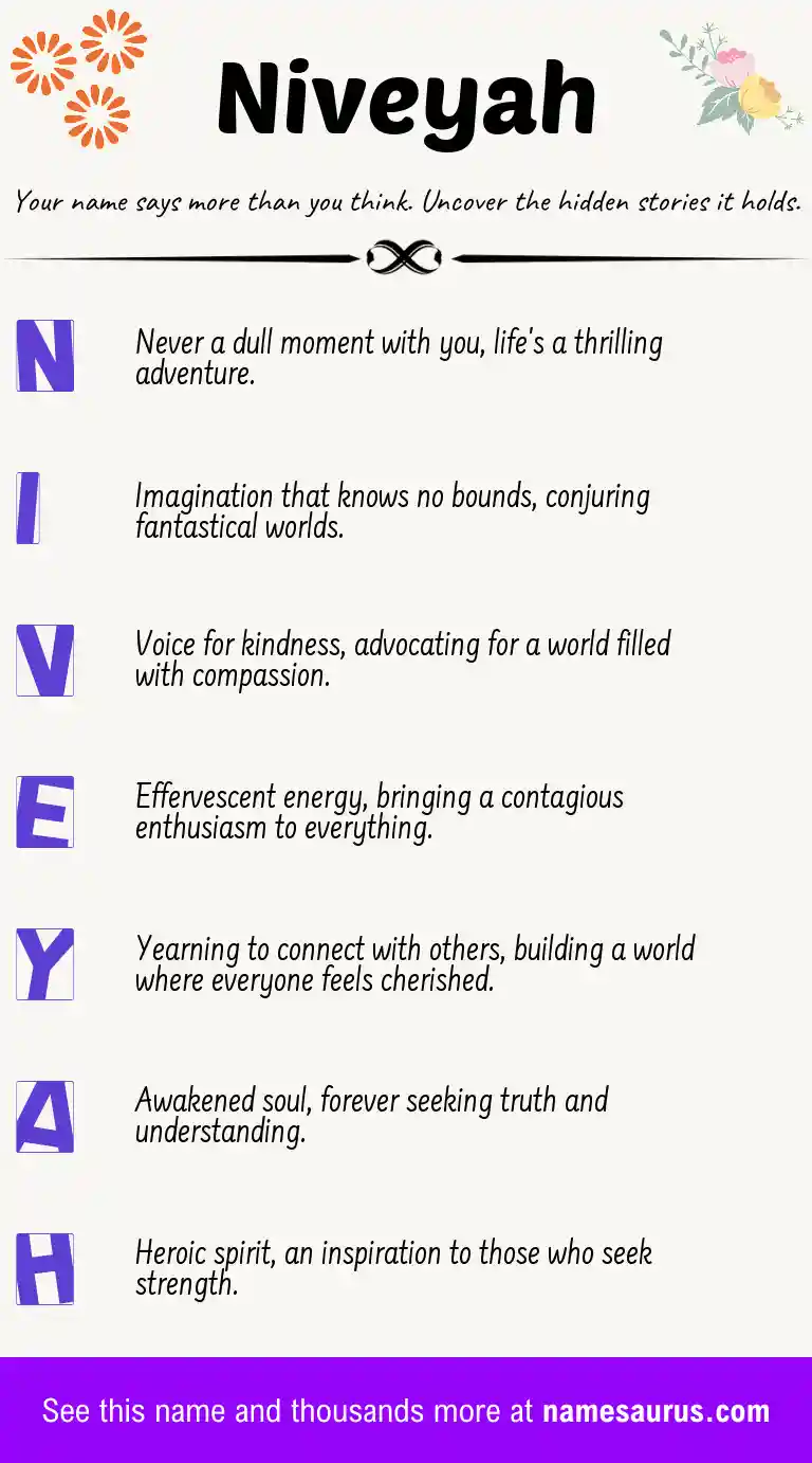 Acrostic poem about Niveyah.