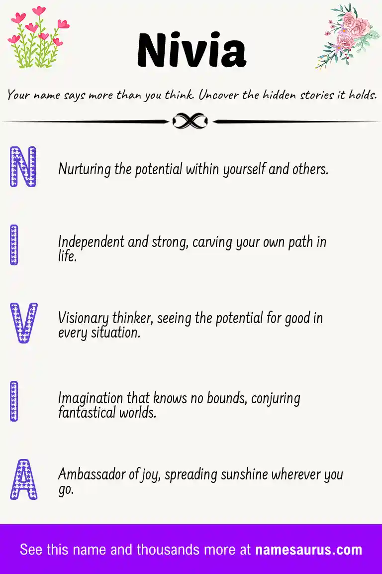 Acrostic poem about Nivia.