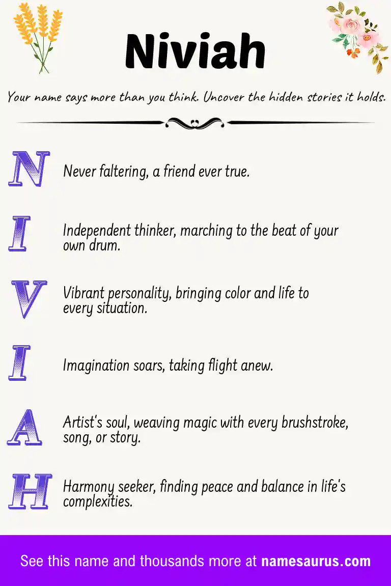 Acrostic poem about Niviah.