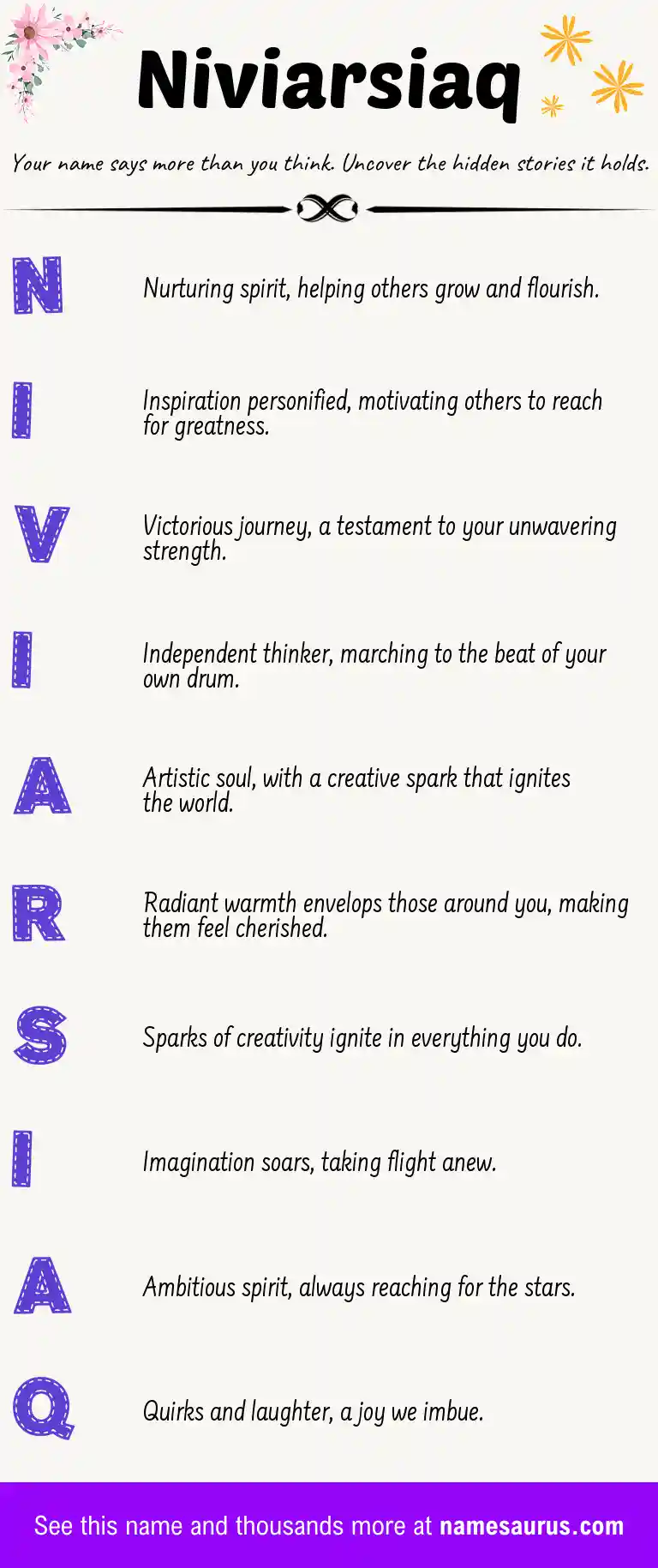 Acrostic poem about Niviarsiaq.