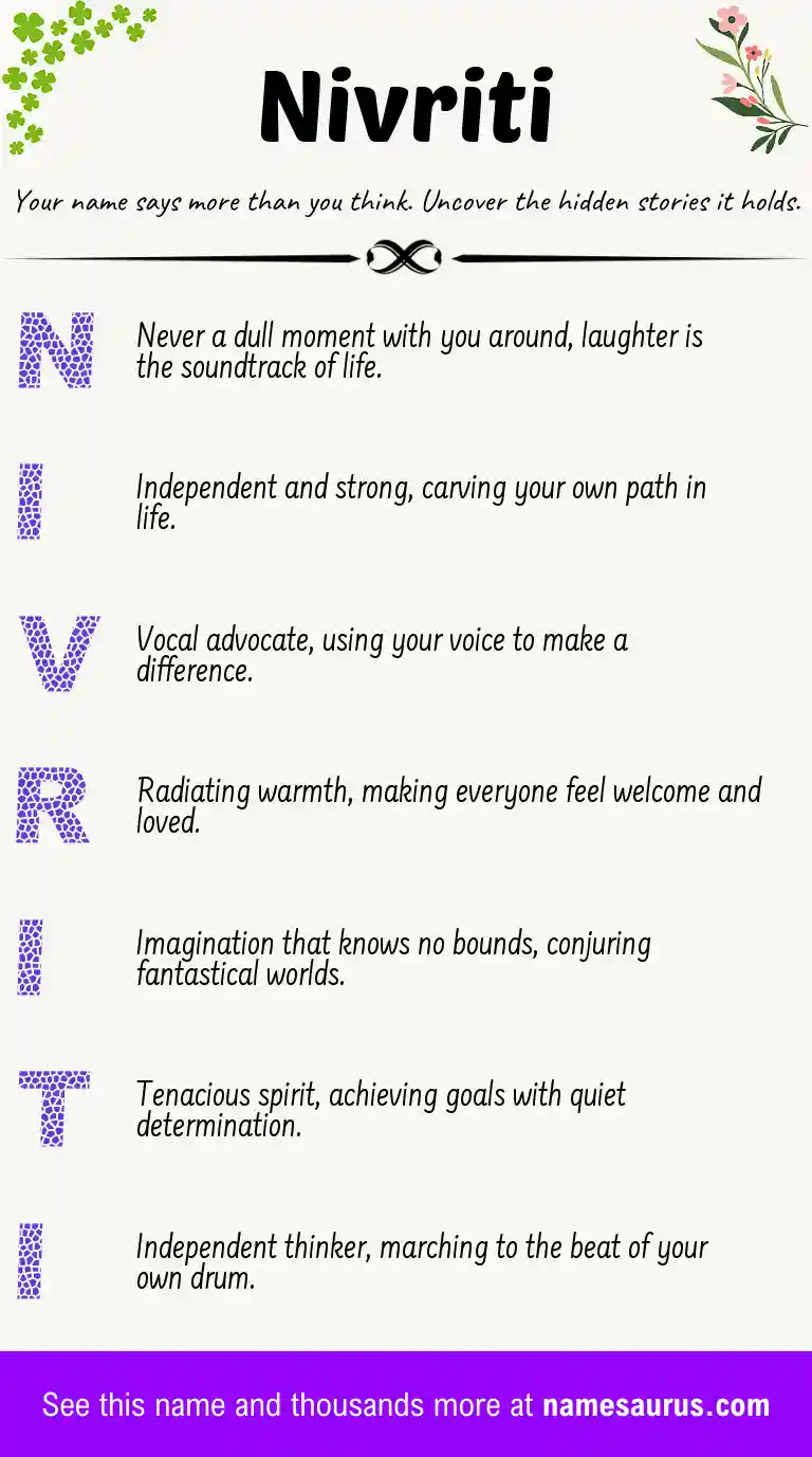 Acrostic poem about Nivriti.