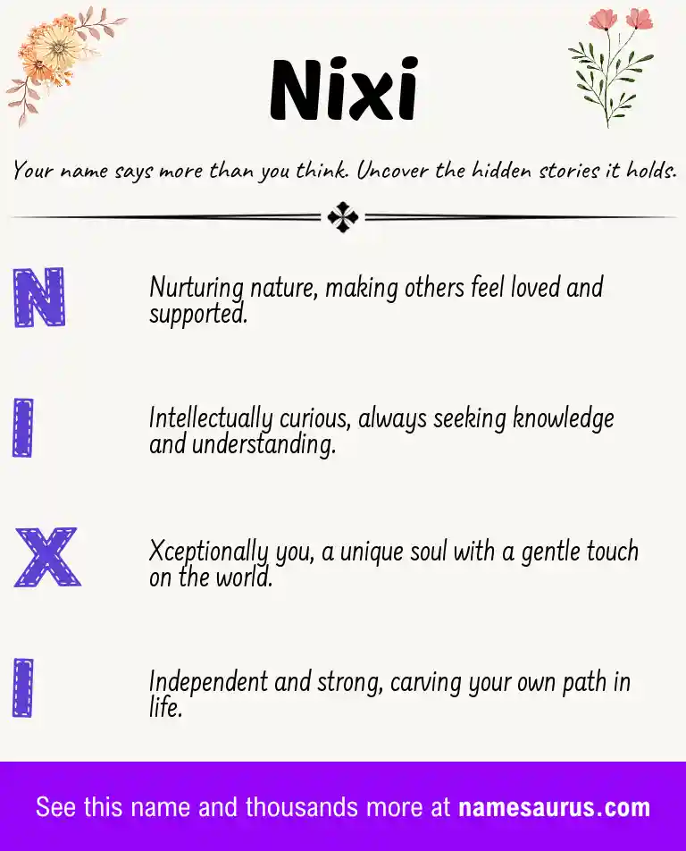 Acrostic poem about Nixi.