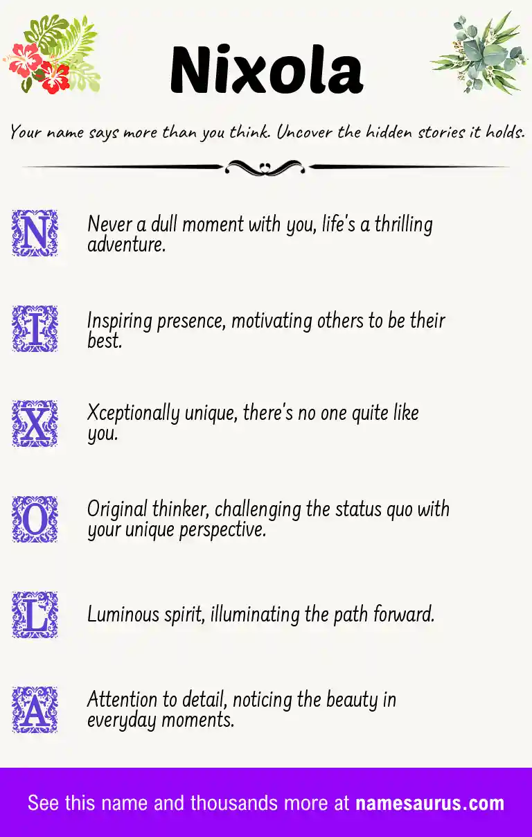 Acrostic poem about Nixola.