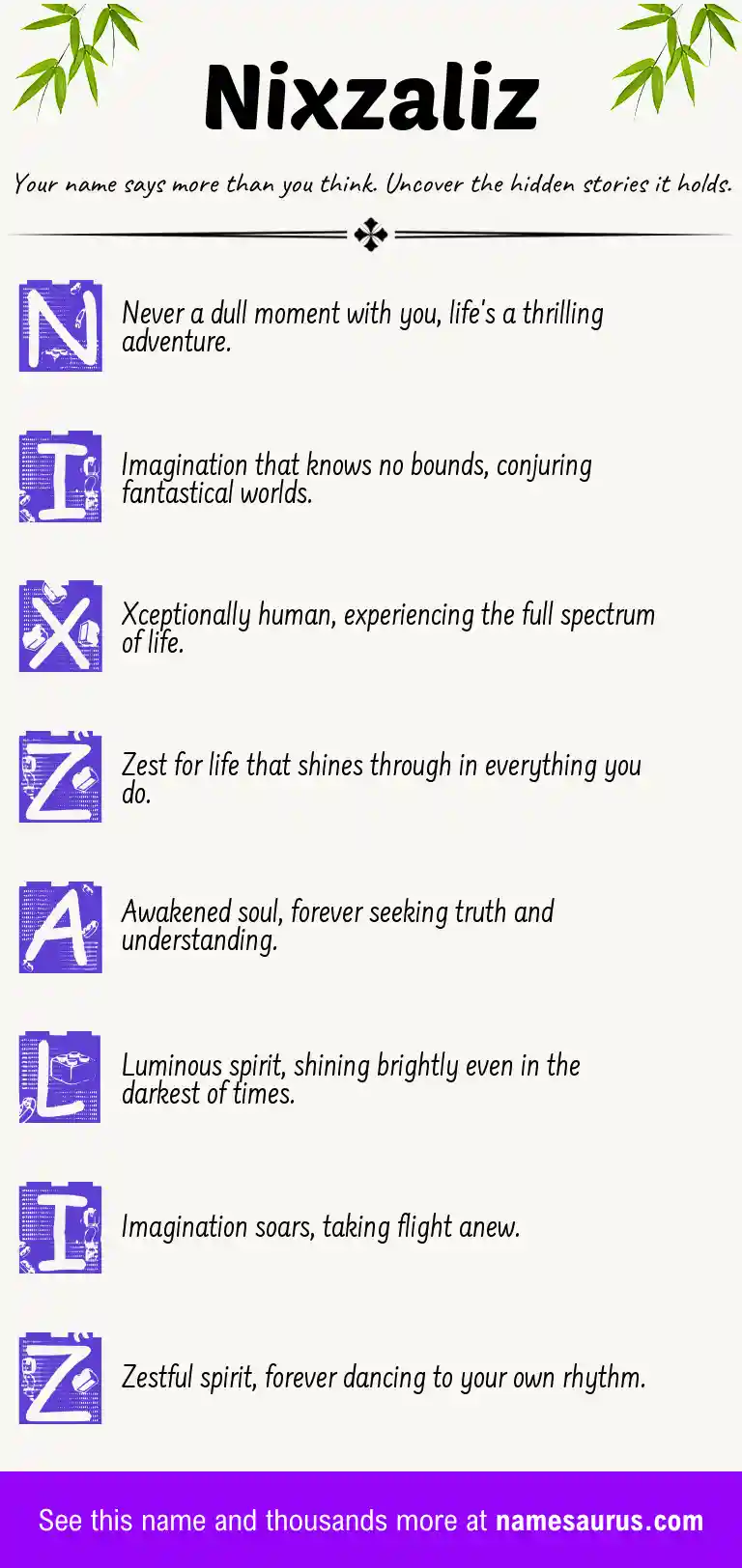Acrostic poem about Nixzaliz.