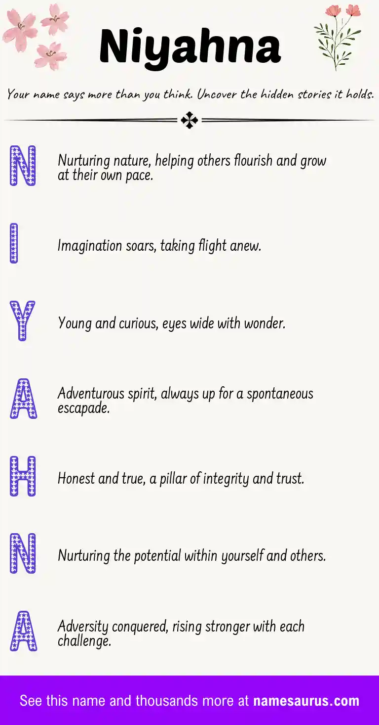 Acrostic poem about Niyahna.