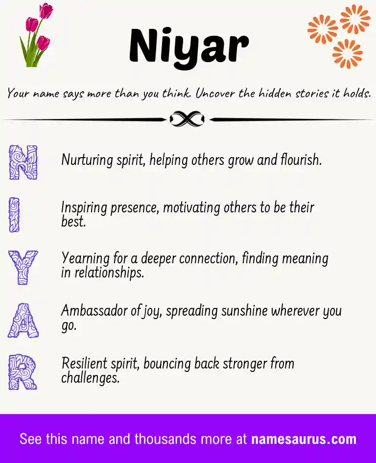 Acrostic poem about Niyar.