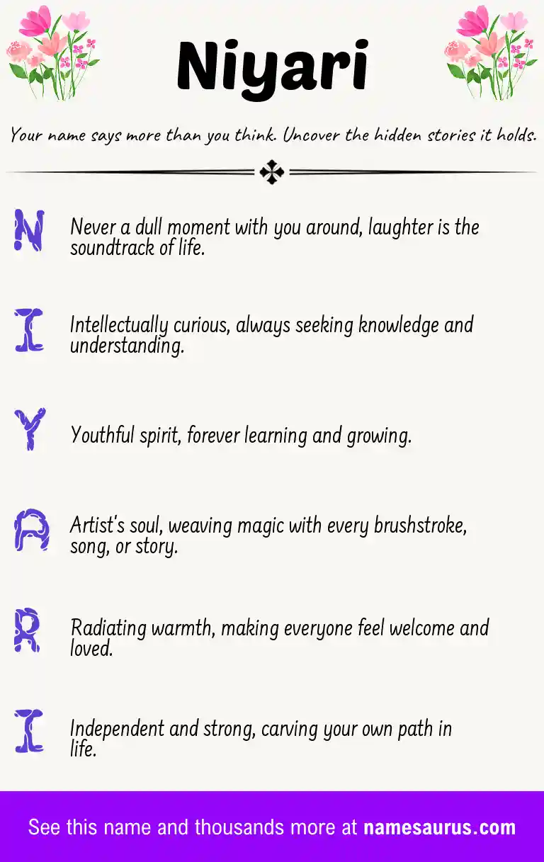 Acrostic poem about Niyari.