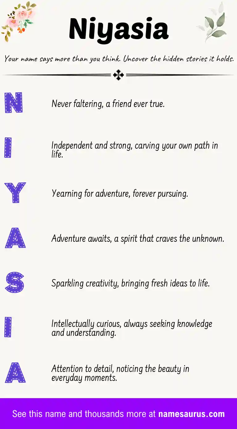 Acrostic poem about Niyasia.