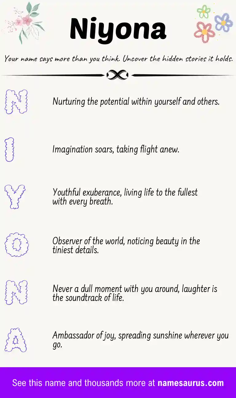 Acrostic poem about Niyona.