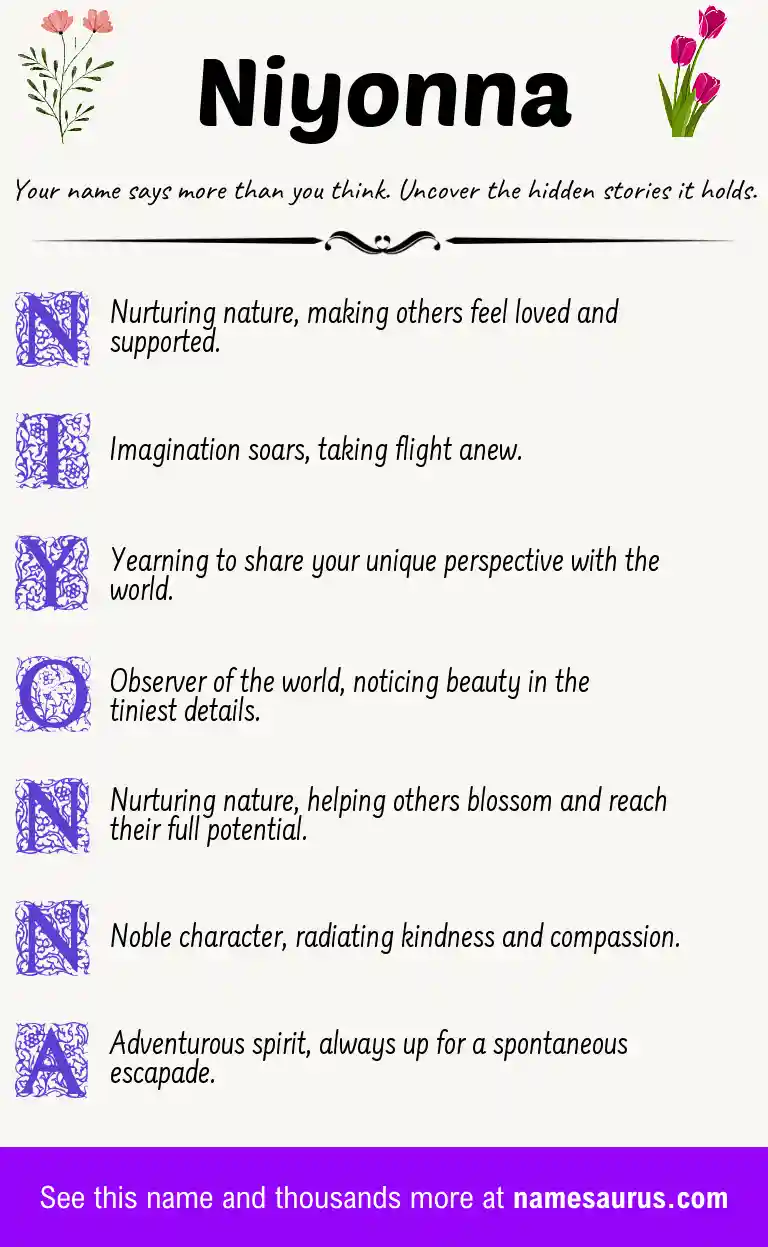 Acrostic poem about Niyonna.
