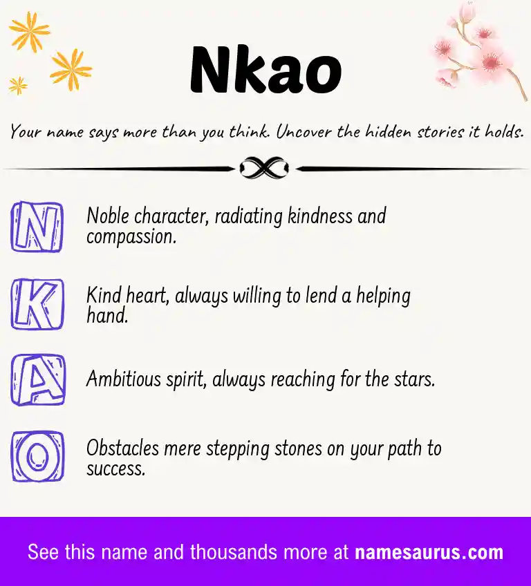 Acrostic poem about Nkao.
