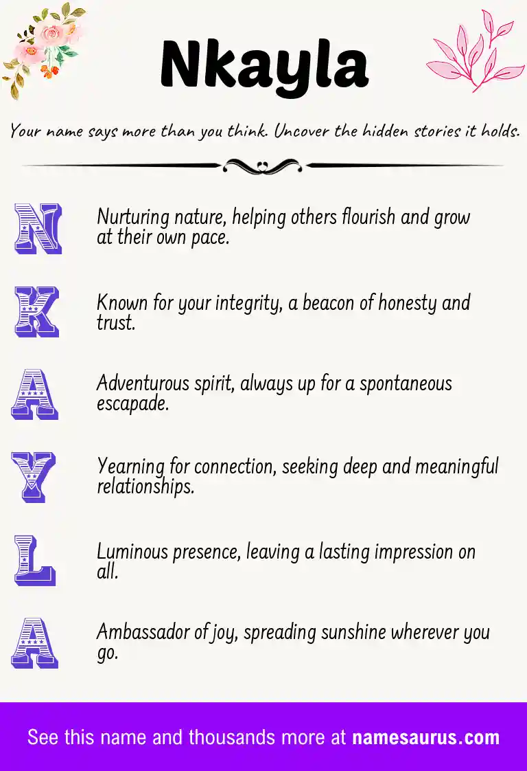 Acrostic poem about Nkayla.